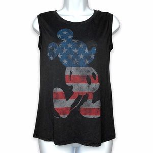 Retro USA Mickey Mouse American Flag Distressed Subtle Acid Wash Tank Top